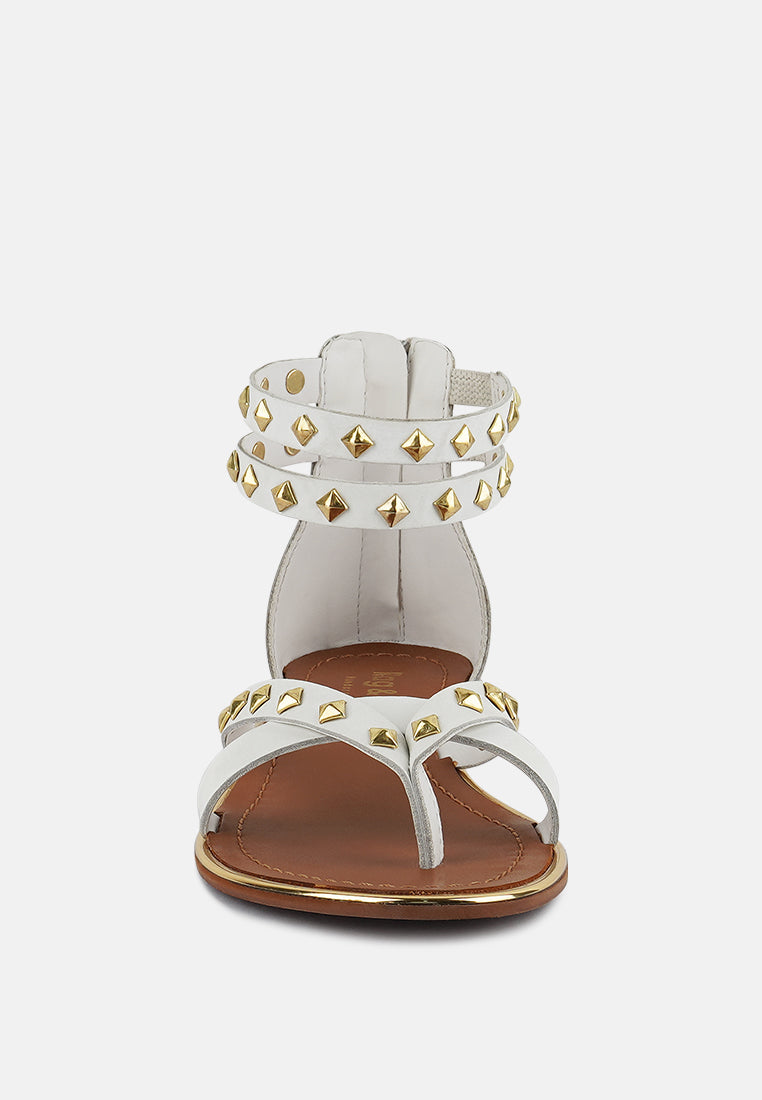 emmeth studs embellished flat sandals#color_white