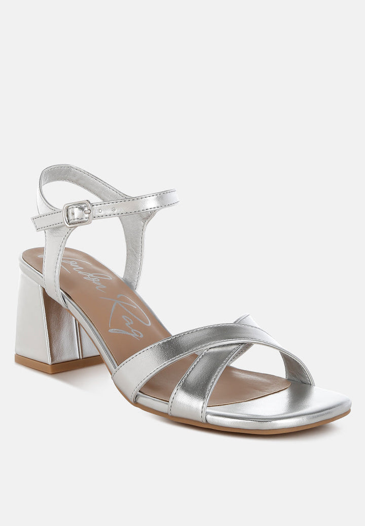 square toe block heel sandals by rag#color_silver