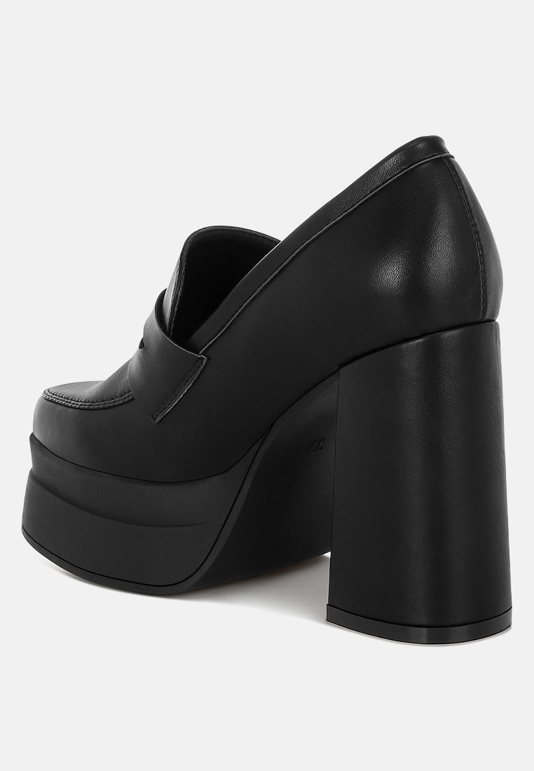 edwina chunky penny strap heeled loafers#color_black