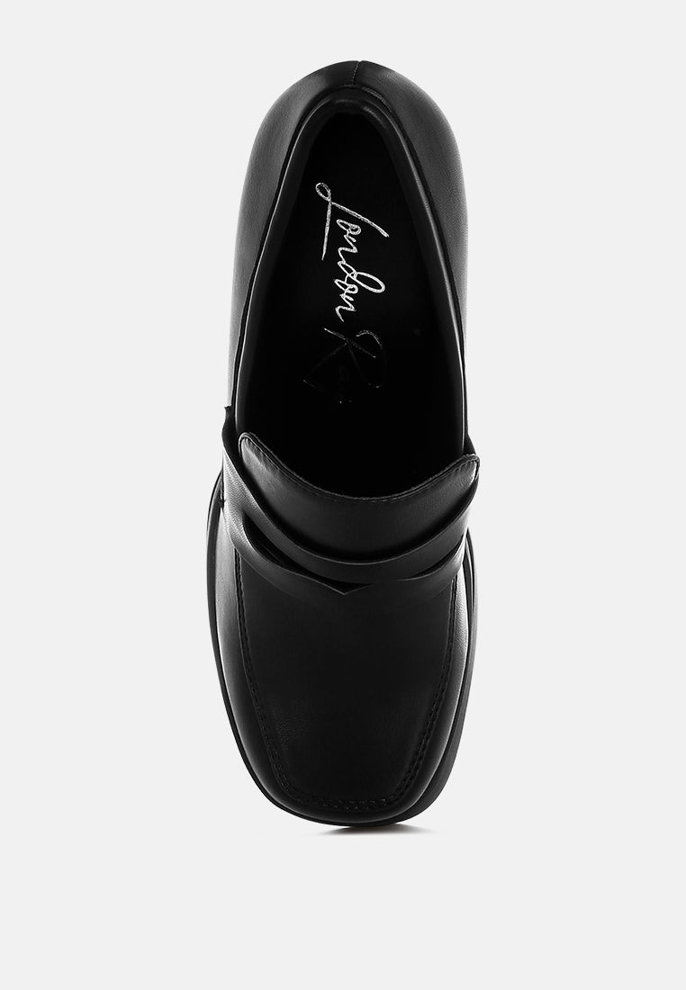edwina chunky penny strap heeled loafers#color_black