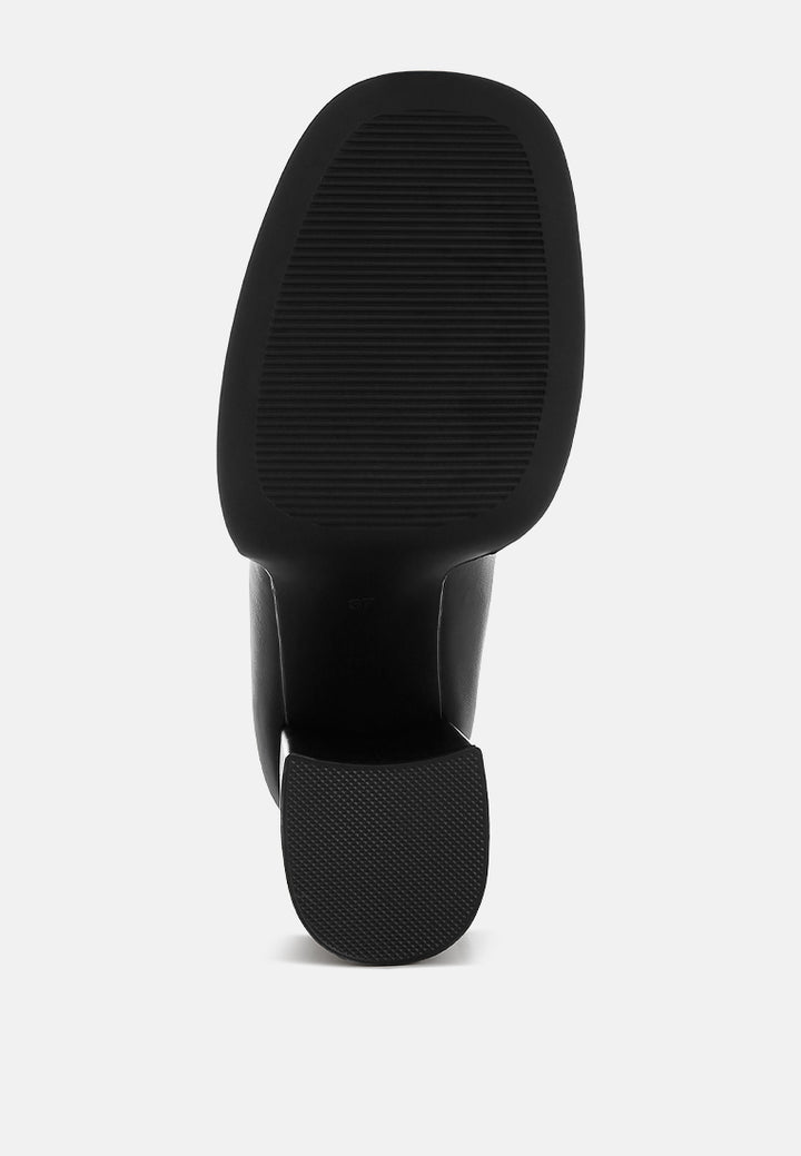 edwina chunky penny strap heeled loafers#color_black