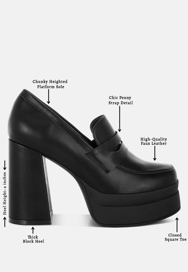 edwina chunky penny strap heeled loafers#color_black