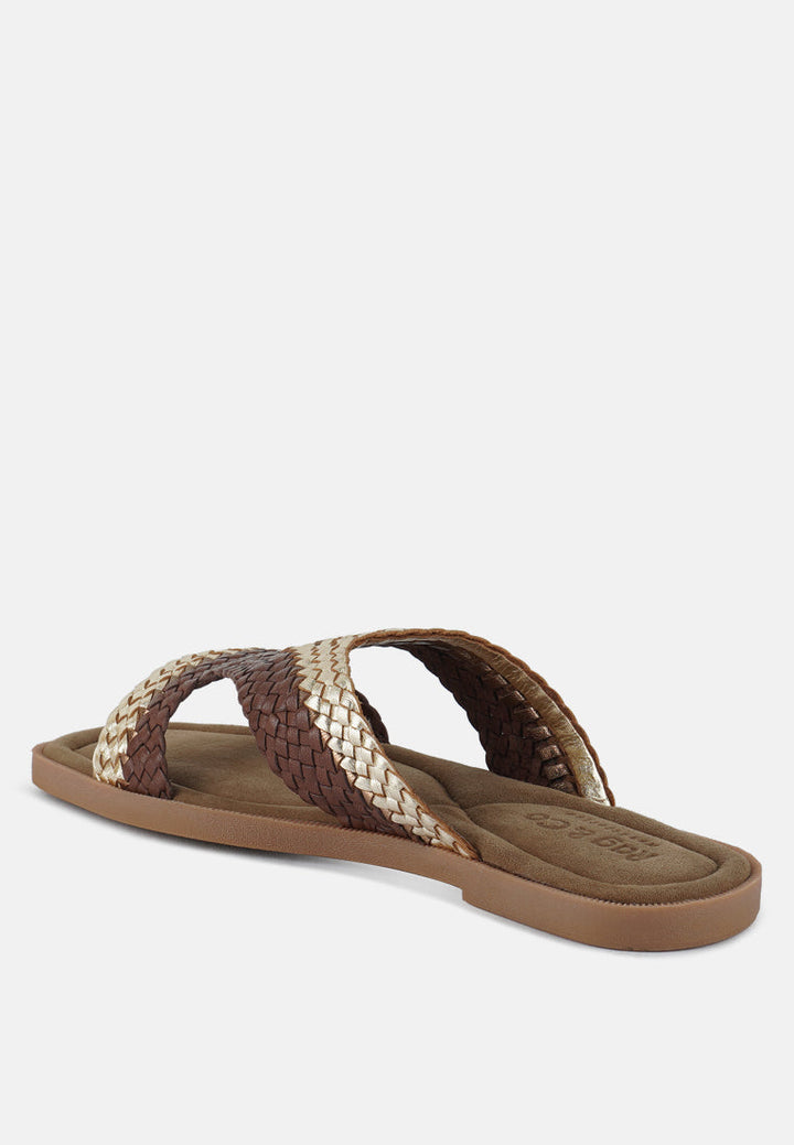 Zapatos planos sin cordones de cuero de malla genuina eirata#color_brown