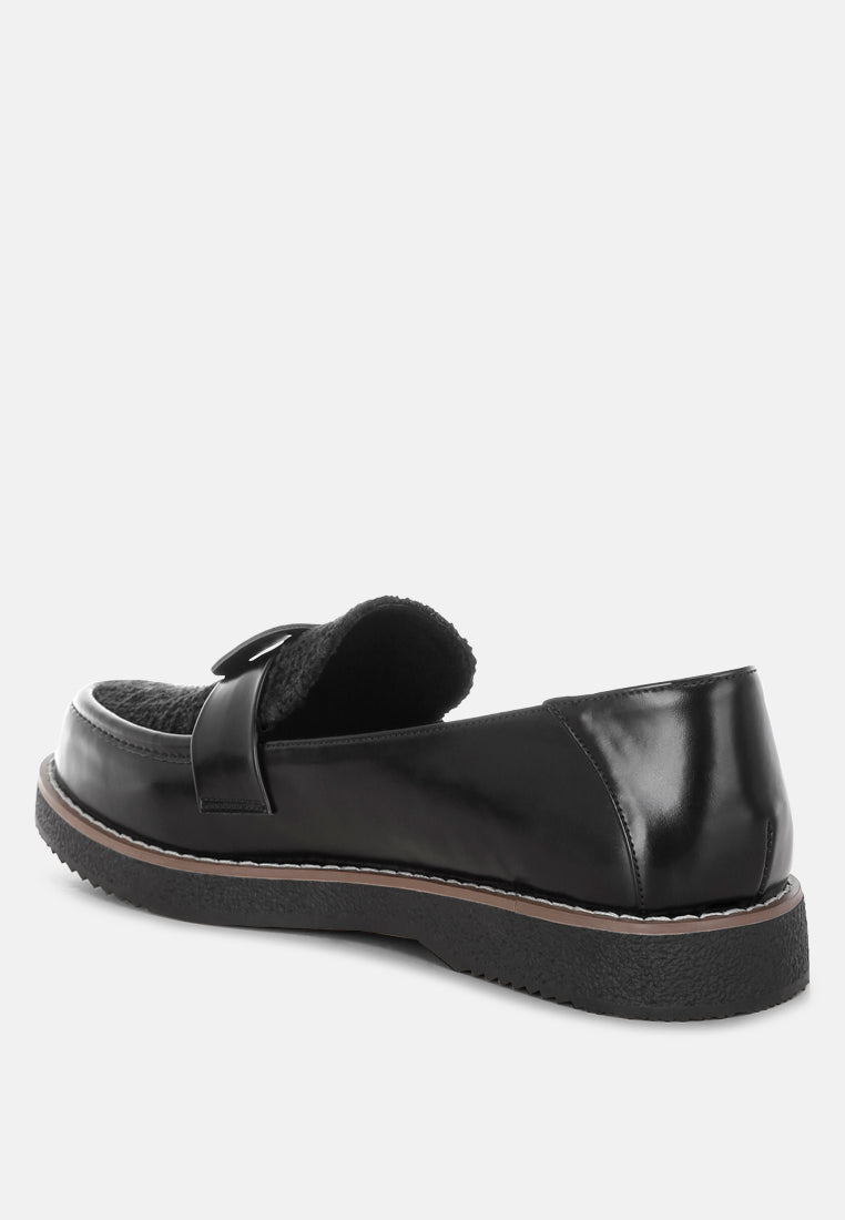 tweed faux leather loafers by ft#color_black