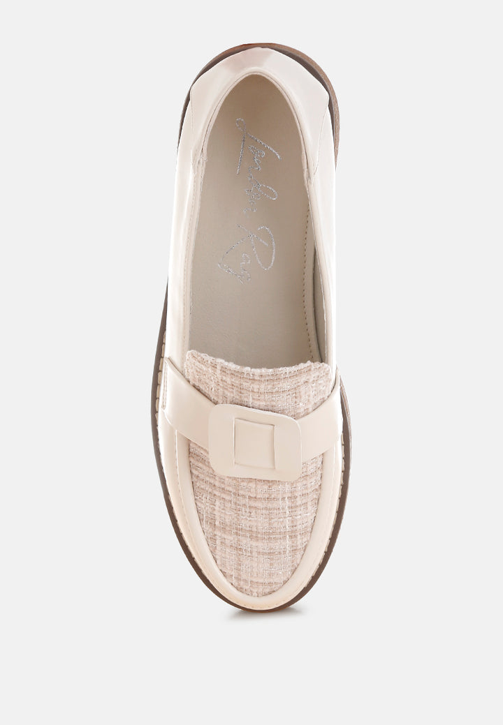 tweed & faux leather loafers by motes#color_ivory