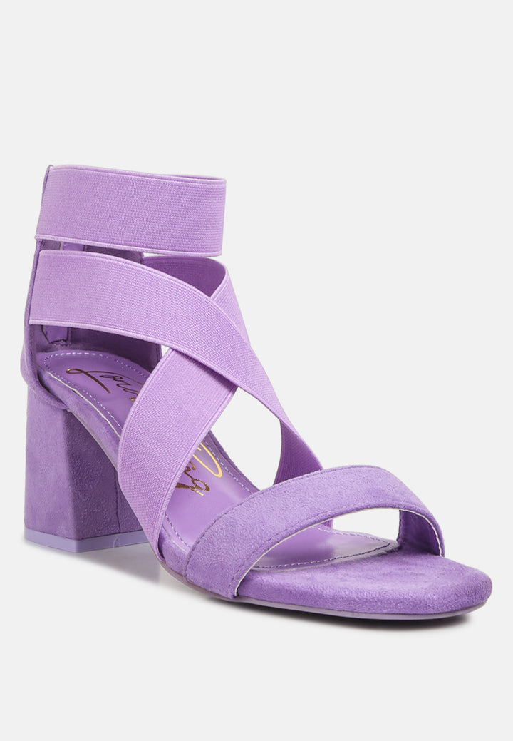 elastic strappy block heel sandals#color_lilac