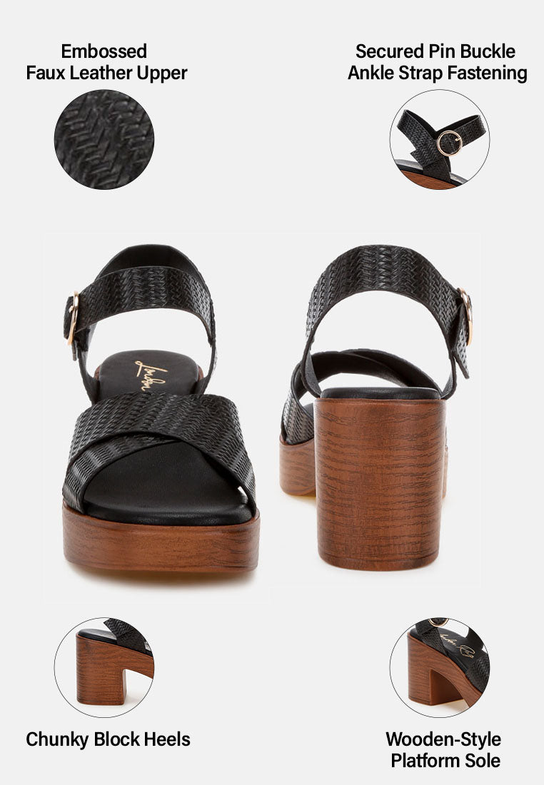 elenia platform block heel sandals#color_black-embossed-faux-leather