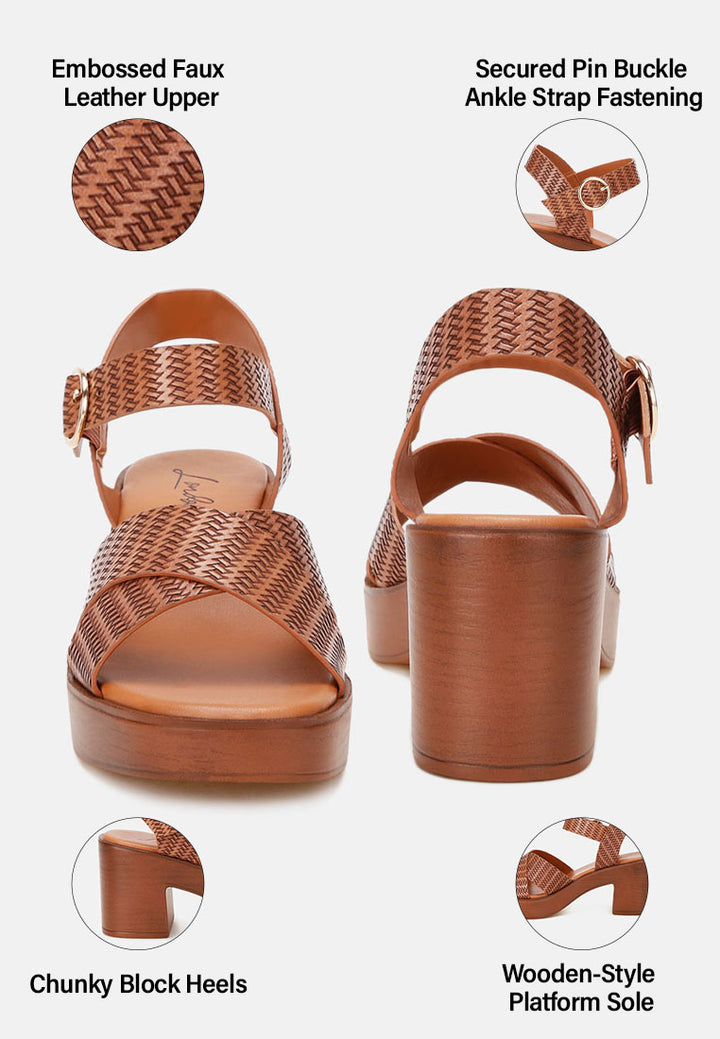 elenia platform block heel sandals#color_tan-embossed-faux-leather