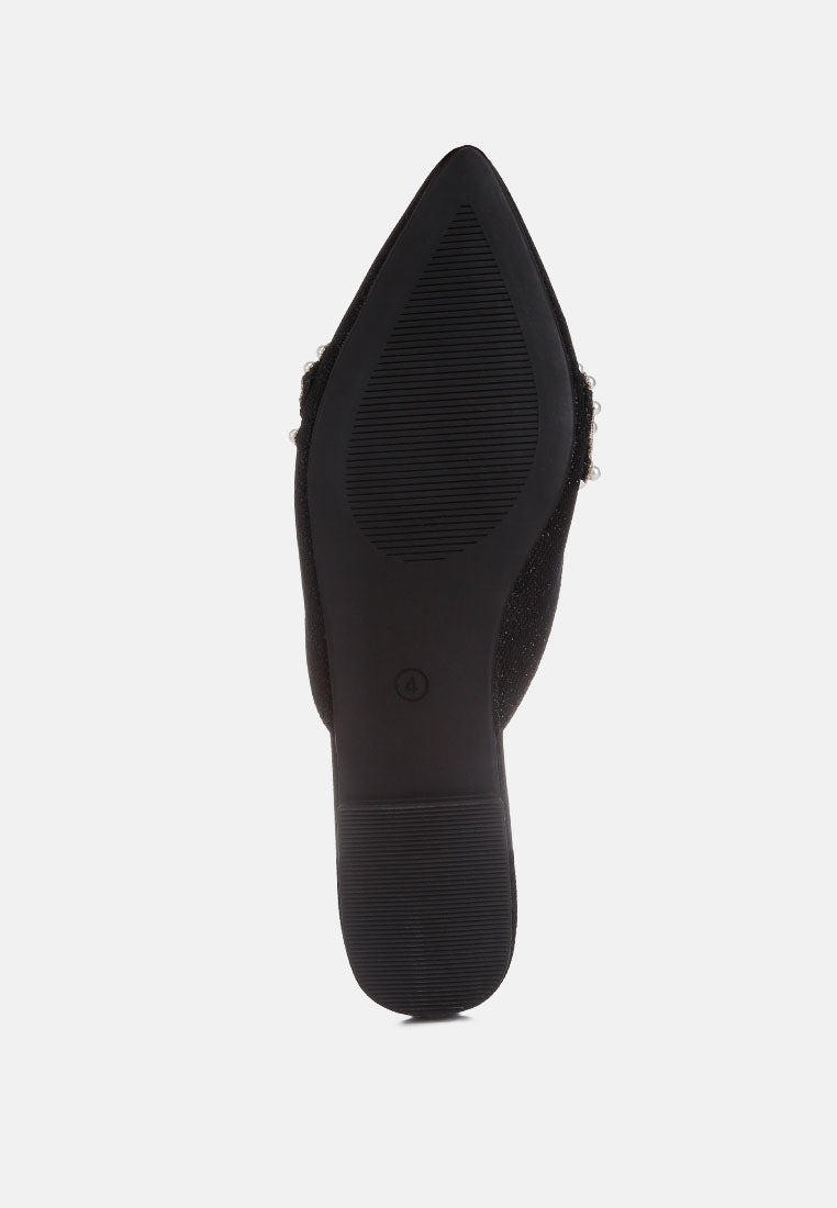 embellished delicate pearl mules #color_black