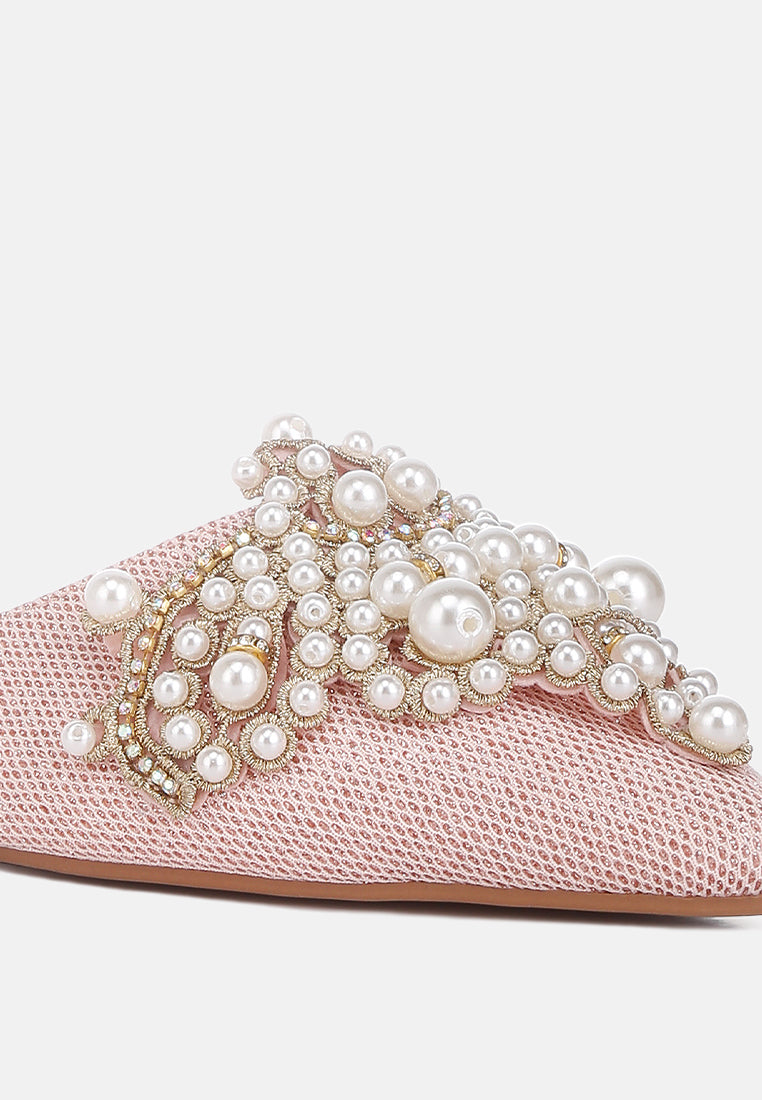 embellished delicate pearl mules #color_pink