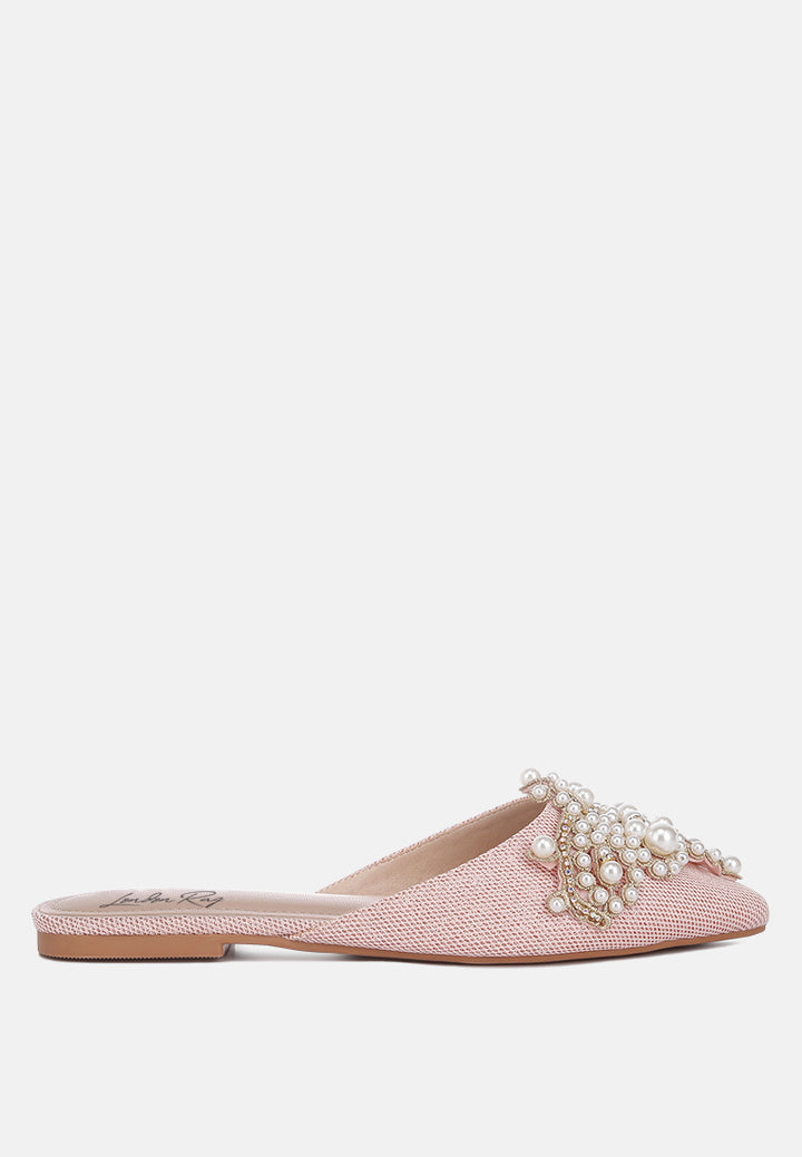 embellished delicate pearl mules #color_pink