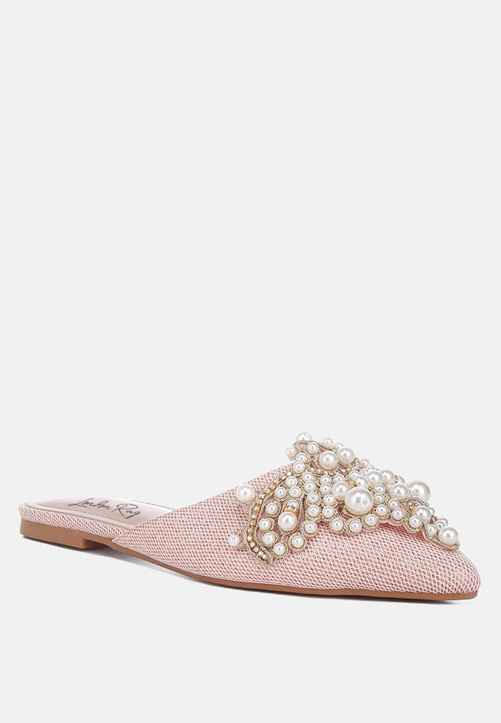 embellished delicate pearl mules #color_pink