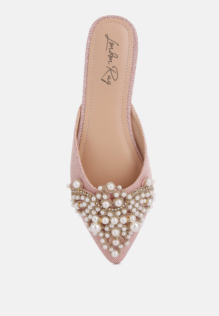 embellished delicate pearl mules #color_pink