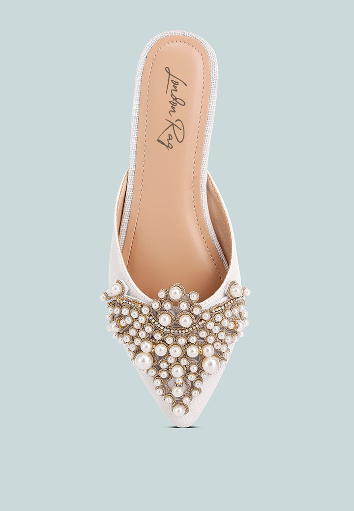 embellished delicate pearl mules #color_white