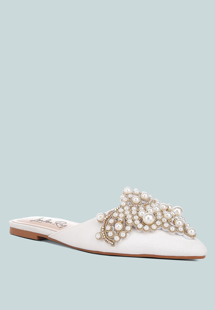 embellished delicate pearl mules #color_white