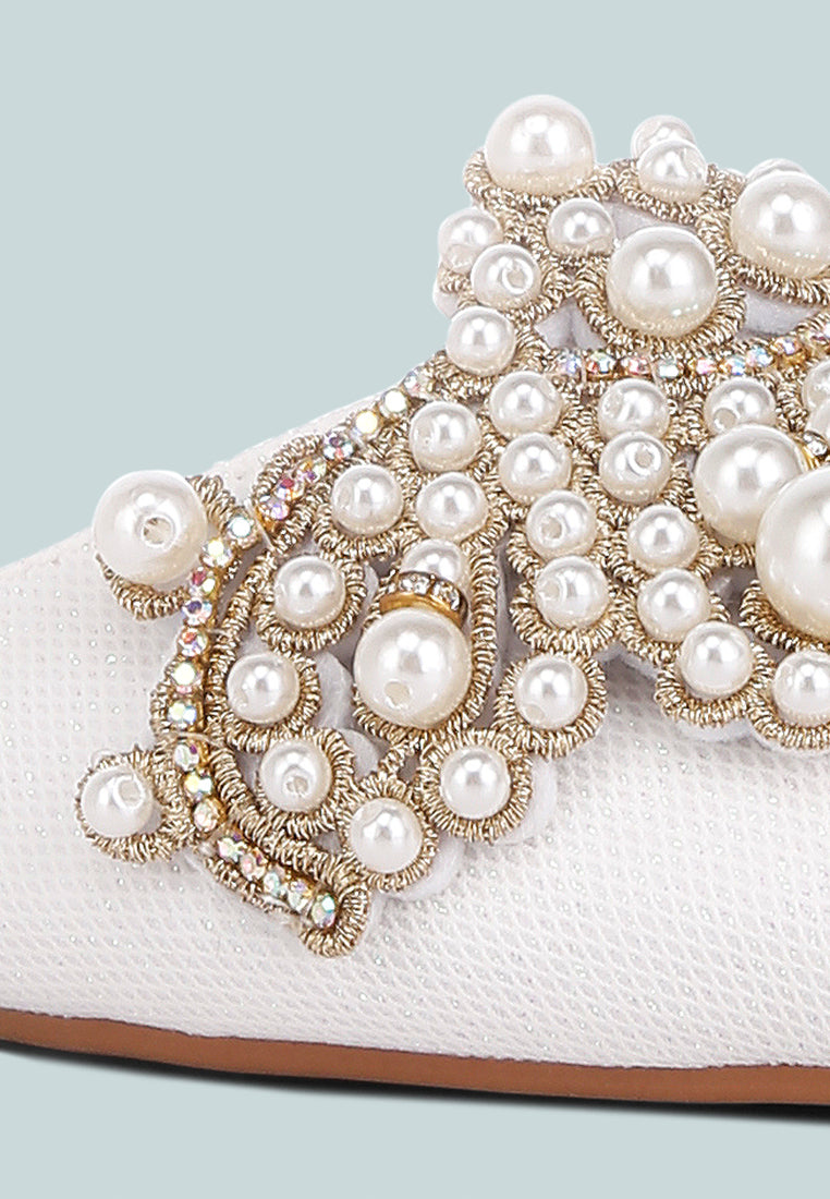 embellished delicate pearl mules #color_white
