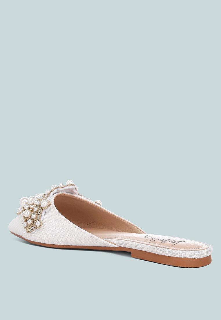 embellished delicate pearl mules #color_white