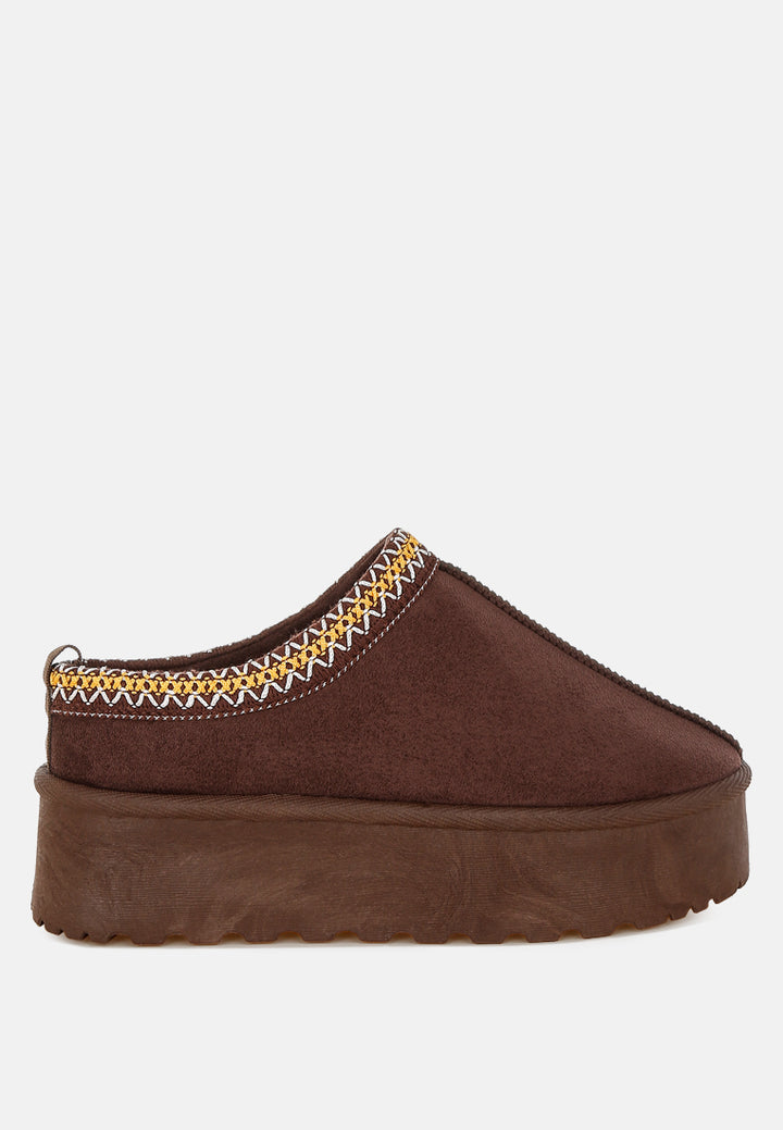 embroidered platform faux fur classic slip-on by ruw#color_brown