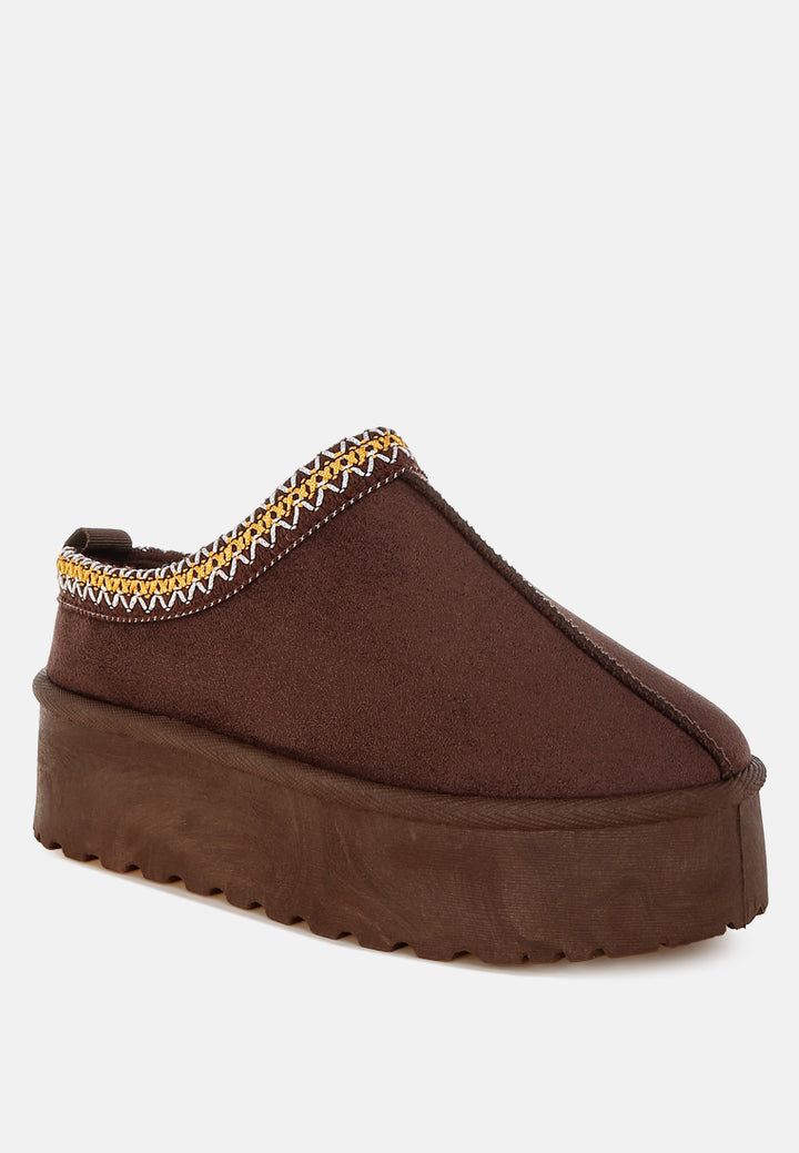 embroidered platform faux fur classic slip-on by ruw#color_brown