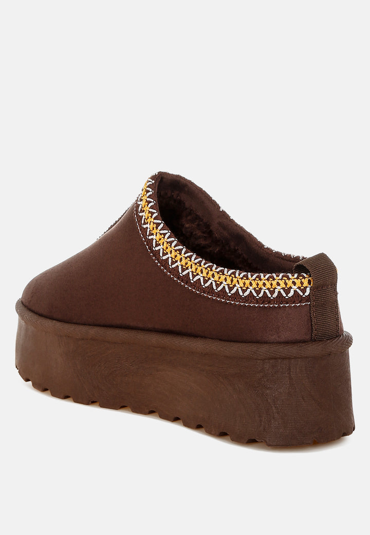 embroidered platform faux fur classic slip-on by ruw#color_brown