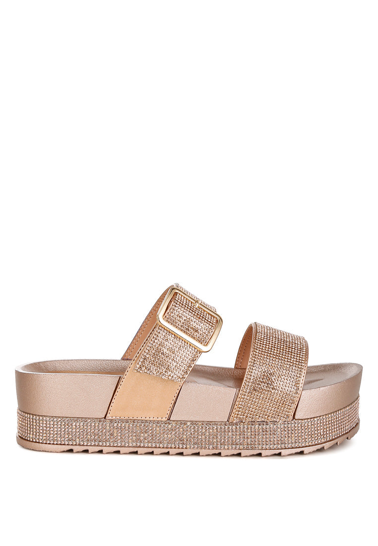 emebllished buckle strap sliders by ruw color_rose gold