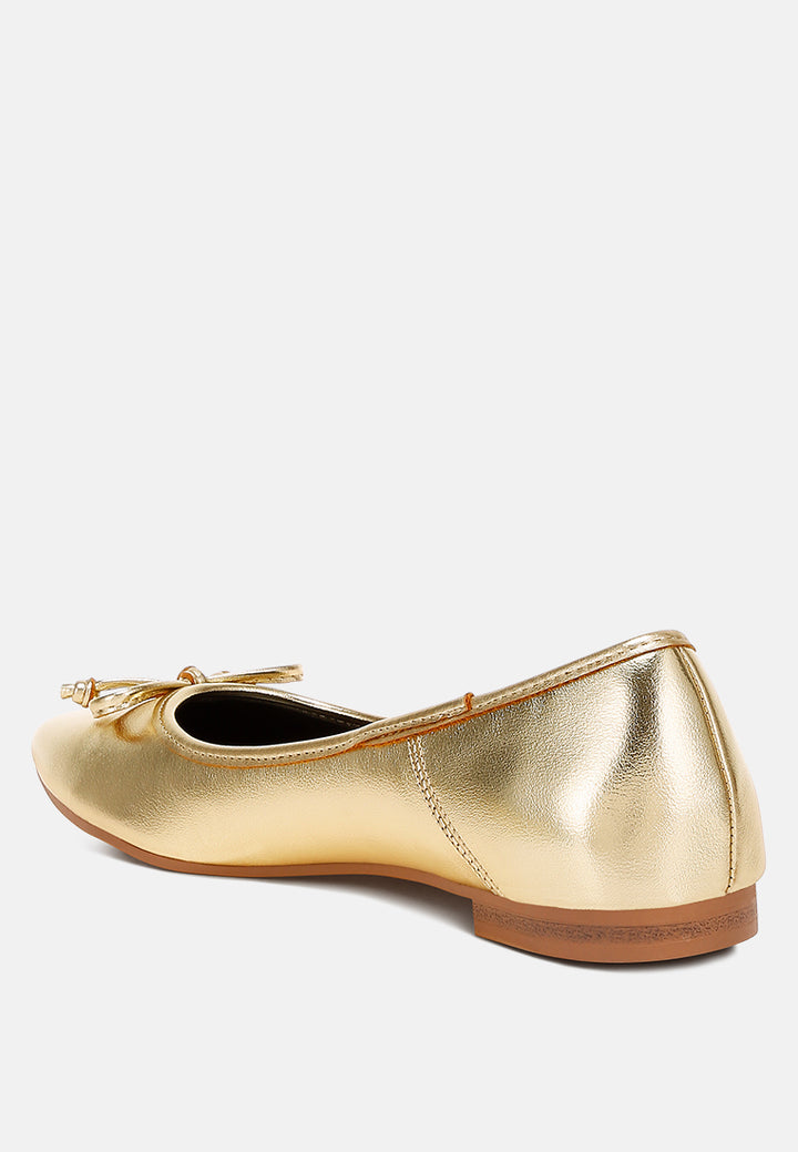 bow detail metallic ballerinas by ruw#color_gold