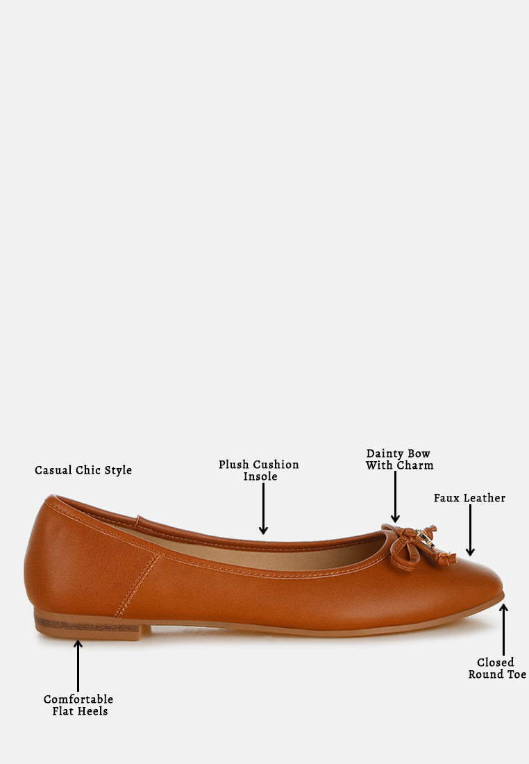 faux leather casual ballerinas by ruw#color_tan