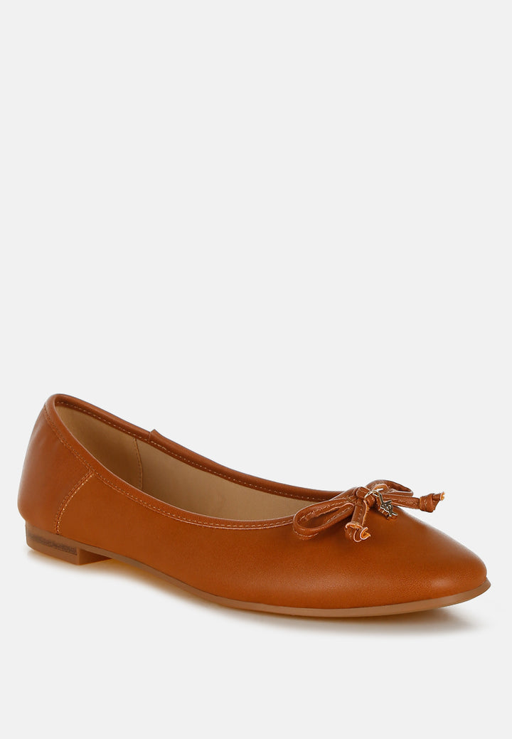 faux leather casual ballerinas by ruw#color_tan