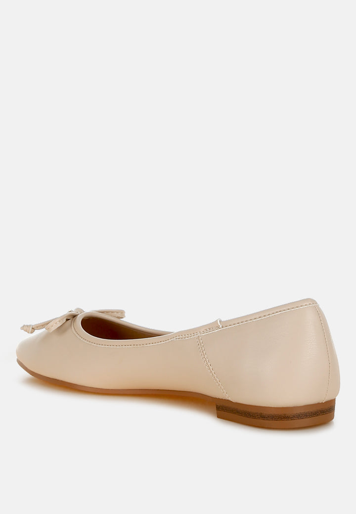 faux leather casual ballerinas by ruw#color_beige