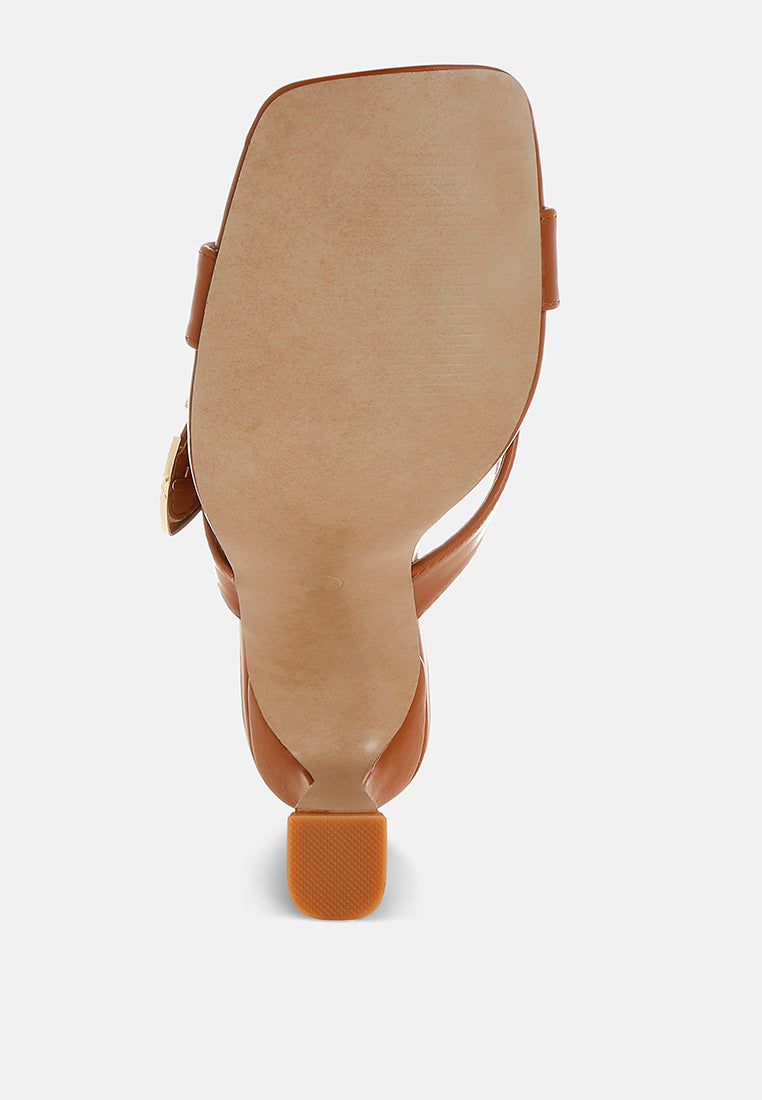 engraved metallic buckle sandals by ruw#color_tan