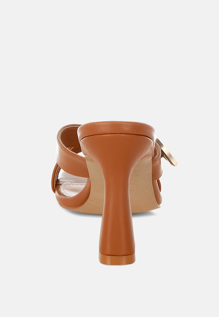 engraved metallic buckle sandals by ruw#color_tan