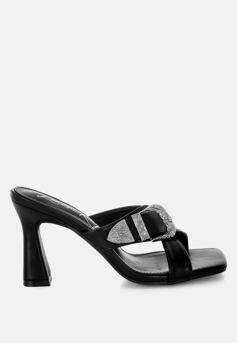 engraved metallic buckle sandals by ruw#color_black