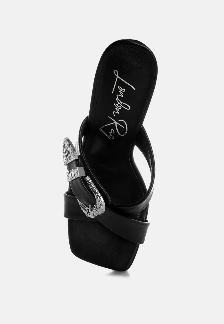 engraved metallic buckle sandals by ruw#color_black