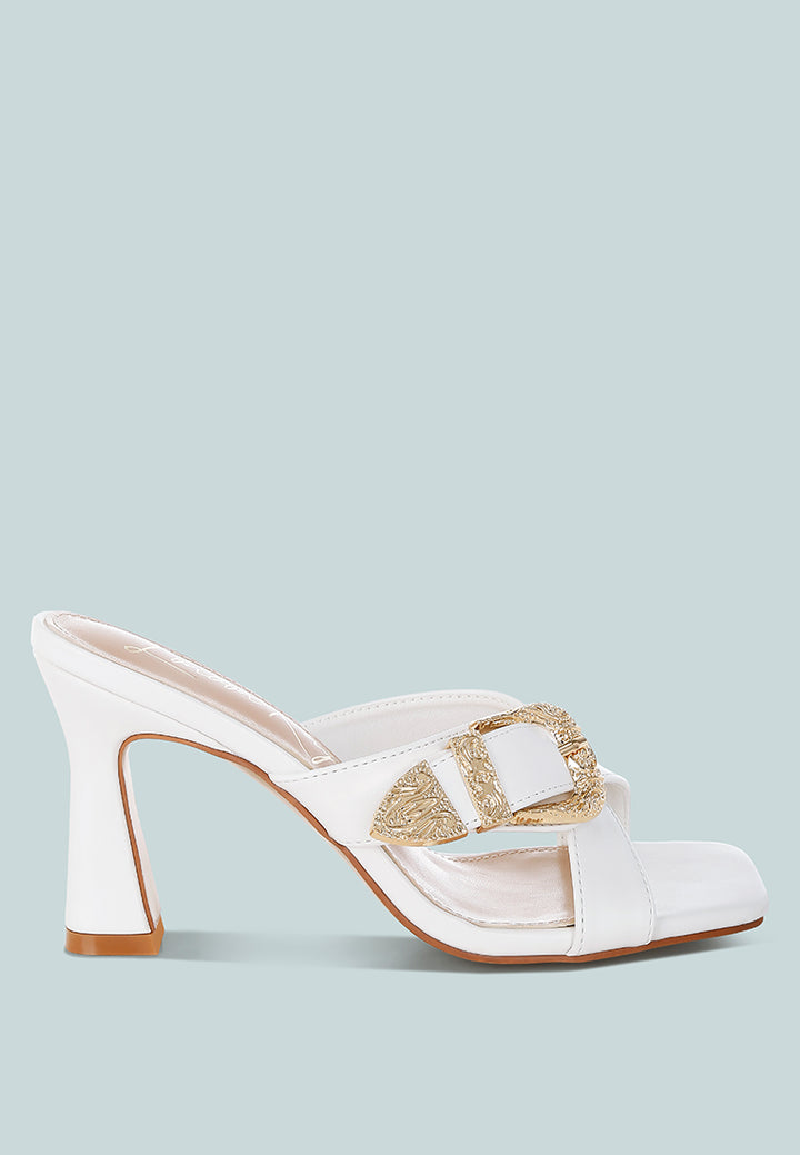 engraved metallic buckle sandals by ruw#color_white