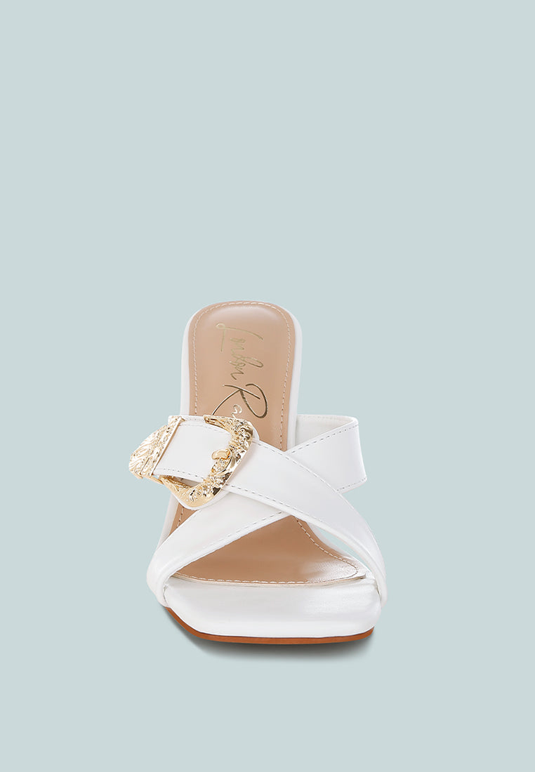 engraved metallic buckle sandals by ruw#color_white