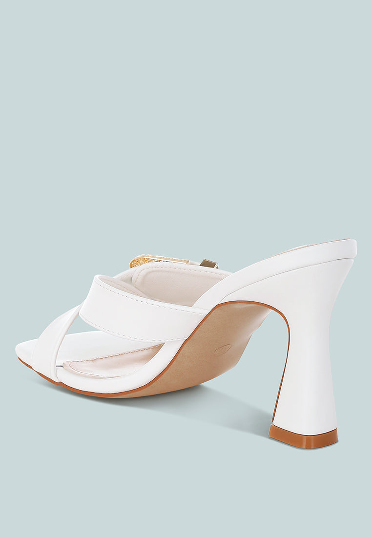 engraved metallic buckle sandals by ruw#color_white