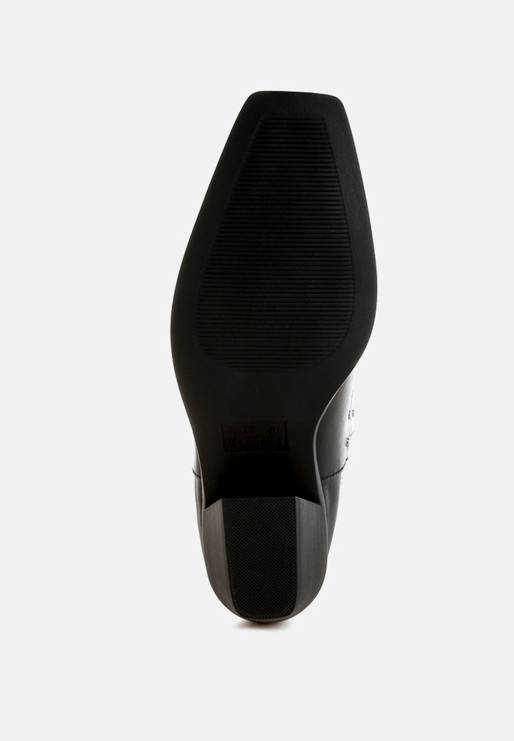 studded embroidery cowboy boots by ruw#color_black