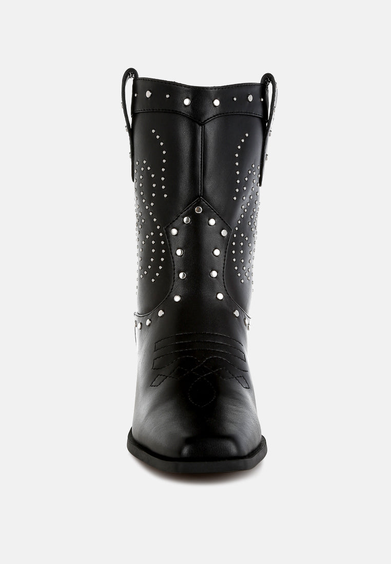 studded embroidery cowboy boots by ruw#color_black