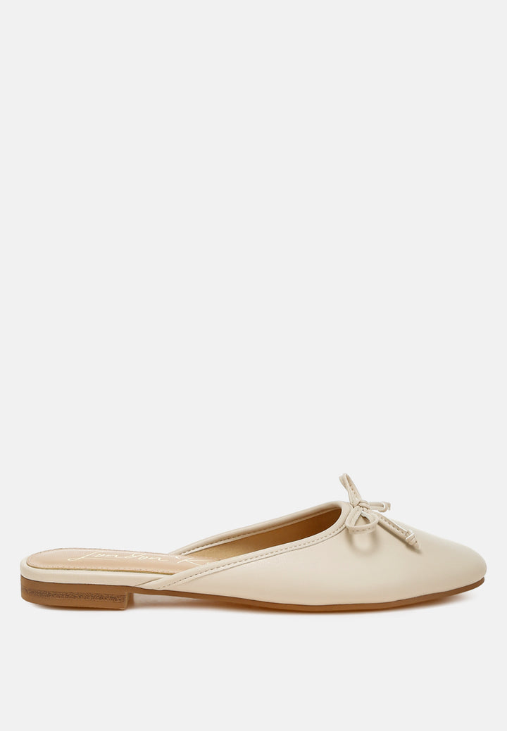 bow slip-on flat mules by ruw#color_beige