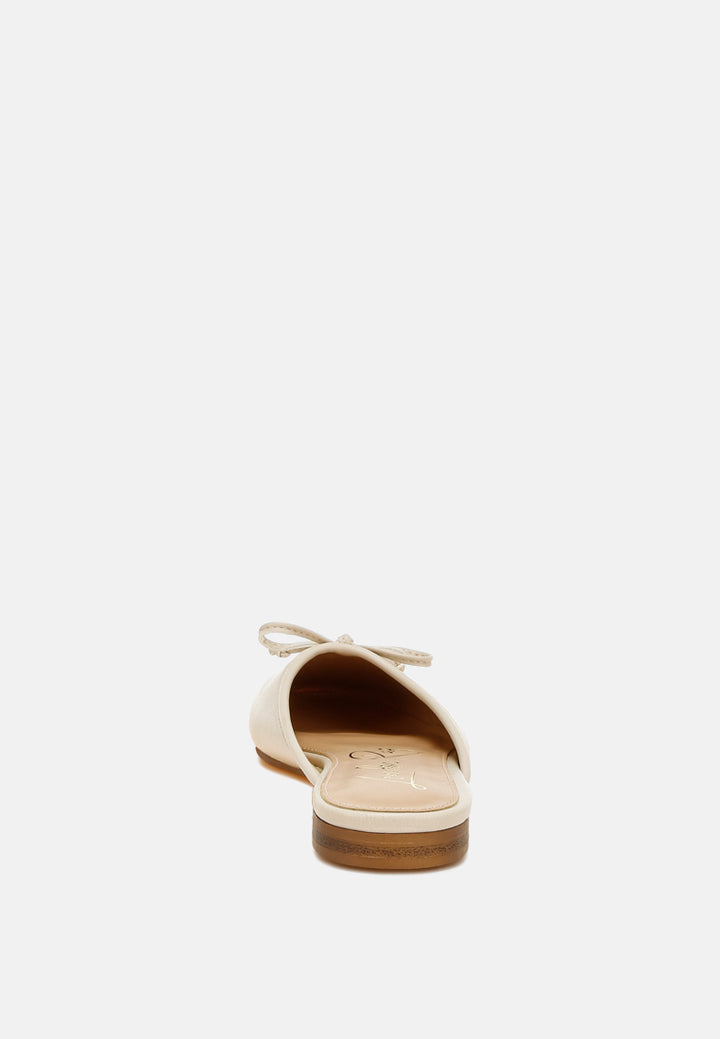 bow slip-on flat mules by ruw#color_beige