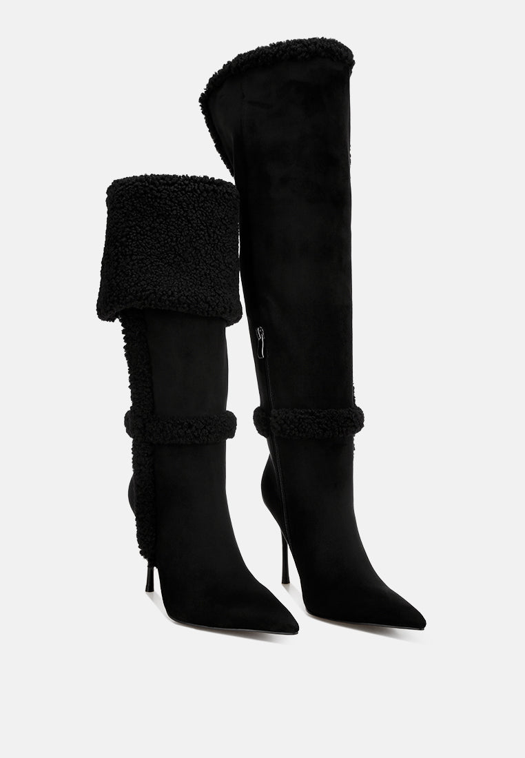 jenah faux shearling foldover Boots#color_black-suede