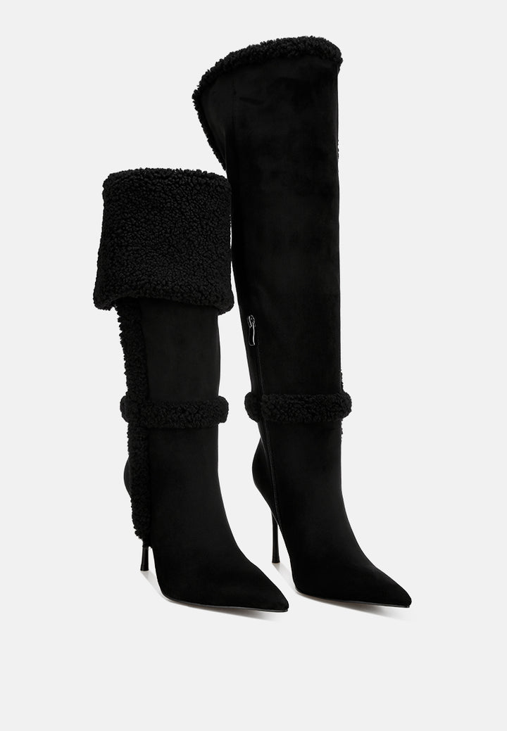jenah faux shearling foldover Boots#color_black-suede