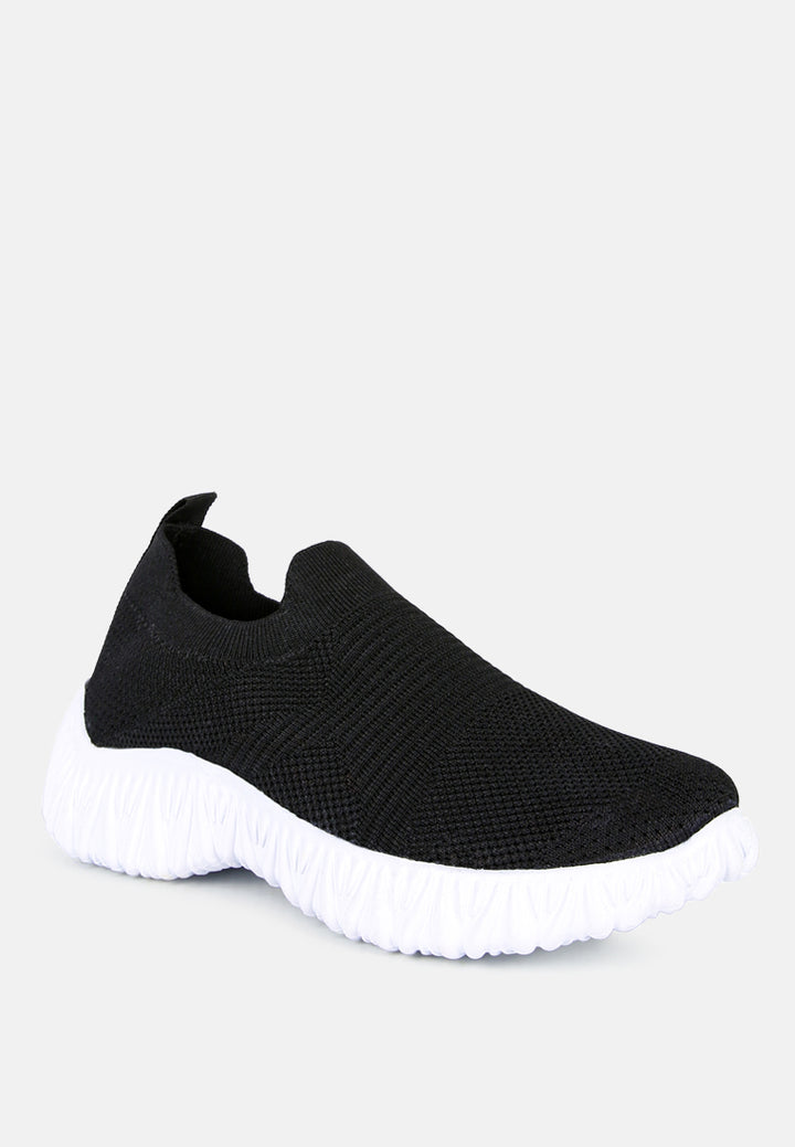 fair play knitted chunky running sneakers#color_black