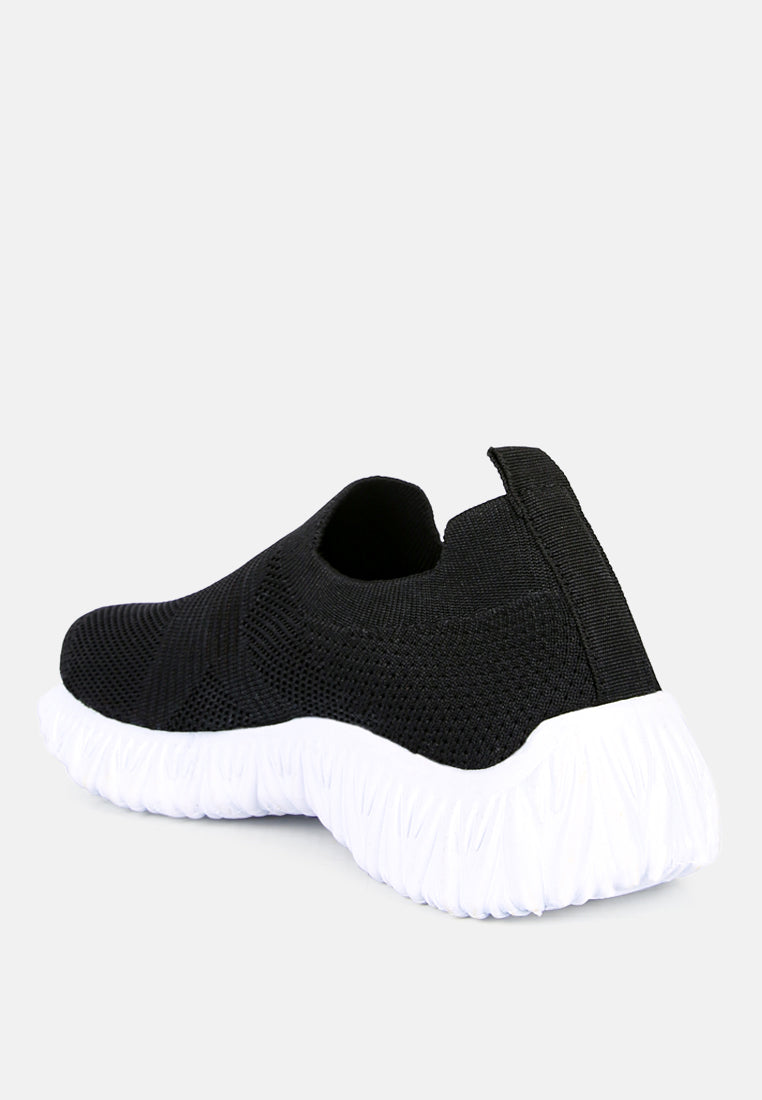 fair play knitted chunky running sneakers#color_black