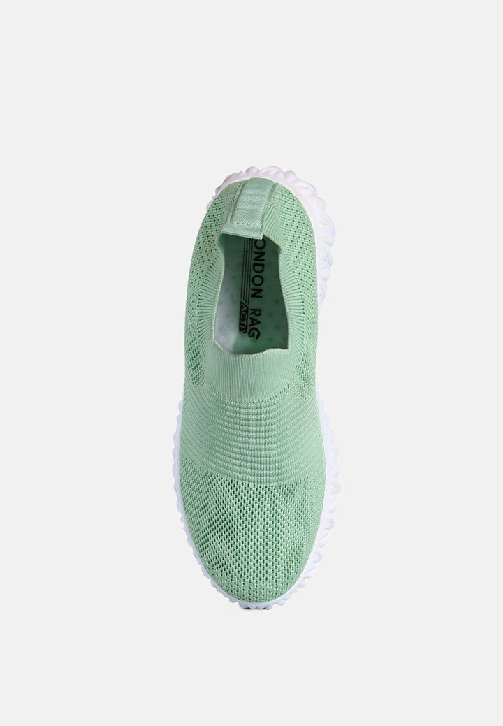 fair play knitted chunky running sneakers#color_green