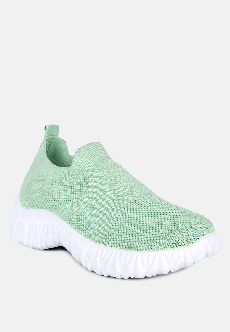 fair play knitted chunky running sneakers#color_green