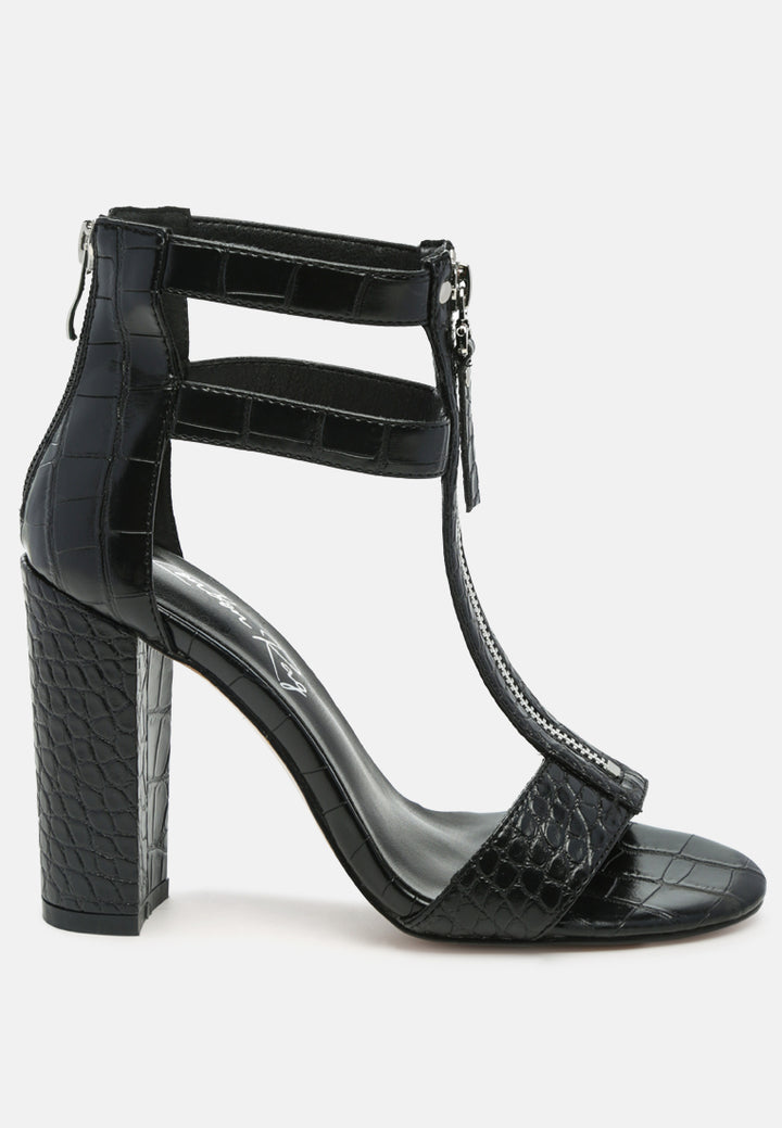 felicity zip up croc textured sandals#color_black