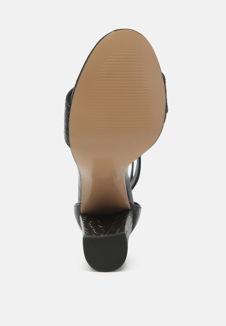 felicity zip up croc textured sandals#color_black