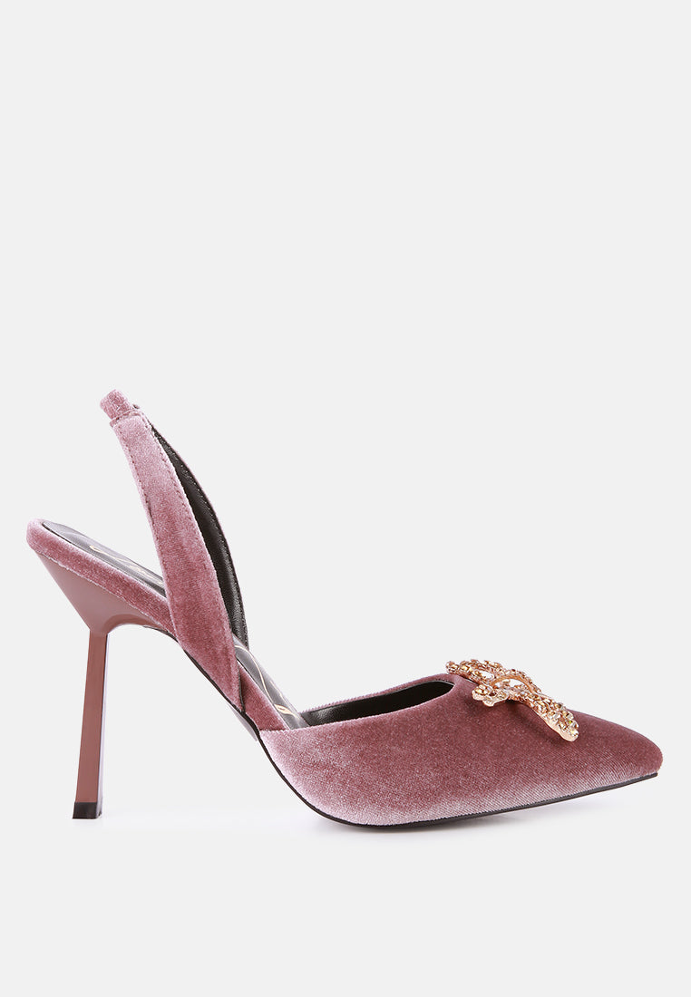 firebird velvet diamante detail heeled slingback mules#color_lilac
