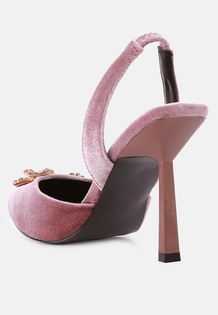 firebird velvet diamante detail heeled slingback mules#color_lilac